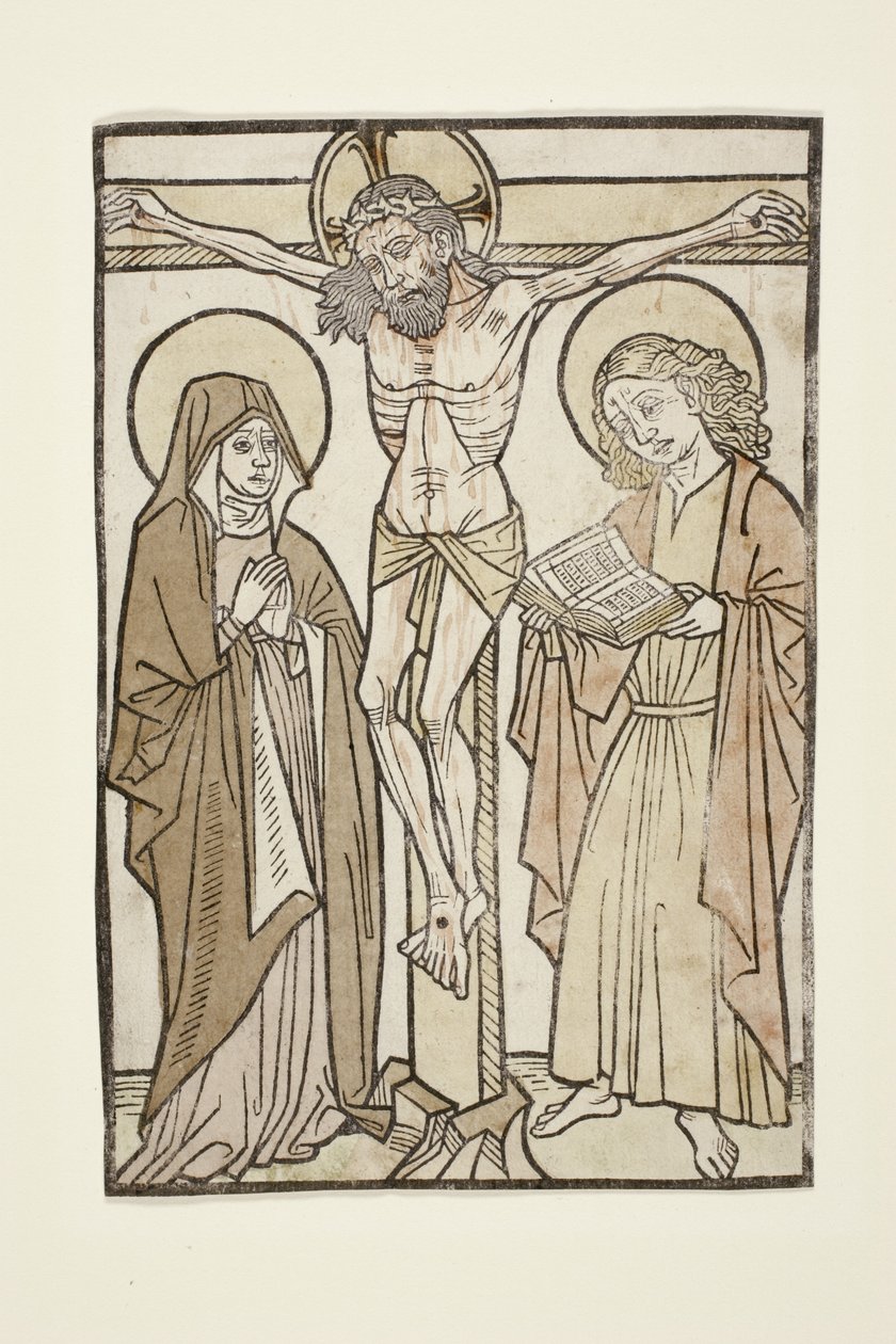 Kristus ristillä Marian ja Pyhän Johanneksen välillä, 1460-70 tekijältä German School
