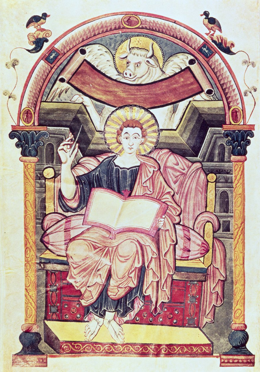 Cod 22. f.85v St. Luke evankelista, Trevesistä, Carolingian, noin 800 jKr tekijältä German School