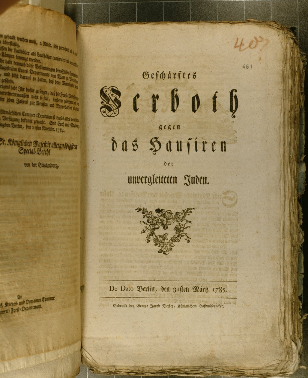 Menettelysäännöstö vuodelta 1776 (painettu) tekijältä German School