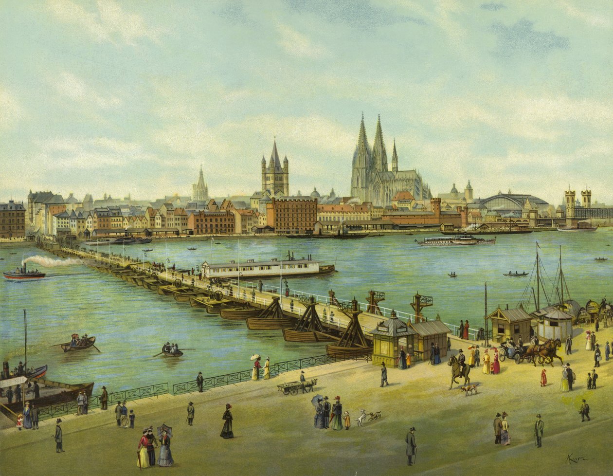 Köln, Rein-joki (chromolitho) tekijältä German School