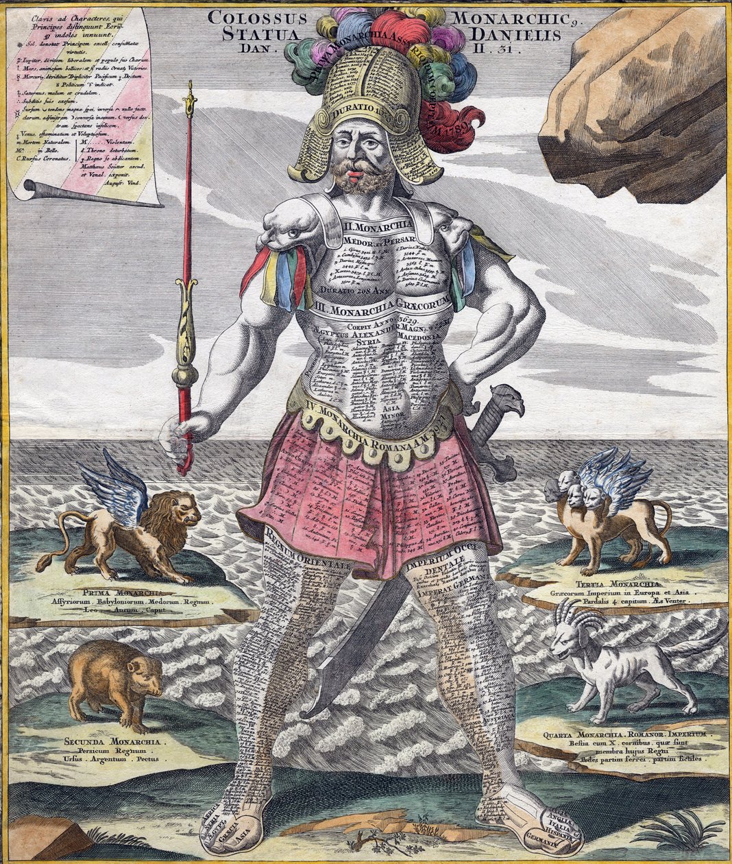 Colossal King Astride His Empire, n.1750 (kaiverrus) tekijältä German School