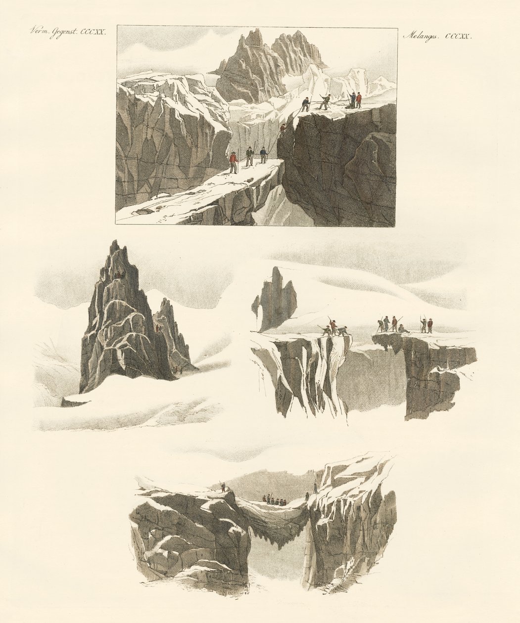 Mitä tulee Mount Blanc -vuoren nousuun (värillinen kaiverrus) tekijältä German School