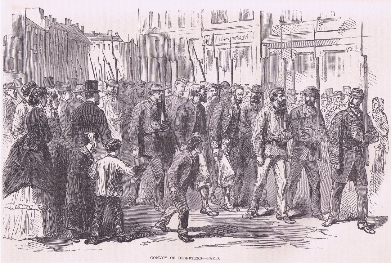Karkureiden saattue-Pariisi, Cassells, Ranskan ja Saksan välisen sodan historia, julkaisija Cassell and Company Limited, n. 1890 (litho) tekijältä German School