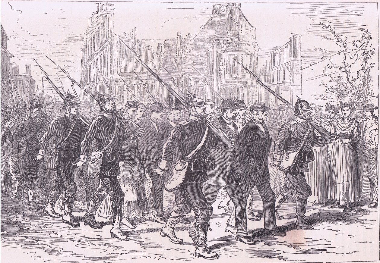 Vankien saattue, Cassells, Ranskan ja Saksan välisen sodan historia, julkaisija Cassell and Company Limited, n. 1890 (litho) tekijältä German School