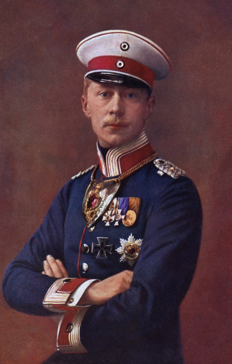 Kruununprinssi Vilhelm, Saksan keisari Vilhelm II:n vanhin poika (värilitografia). tekijältä German School