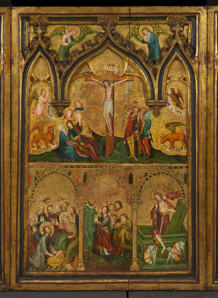 Ristiinnaulitseva triptyykki (aiemmin Estoutevillen triptyykki) (keskipaneeli), n. 1374 (tempera paneelissa) tekijältä German School
