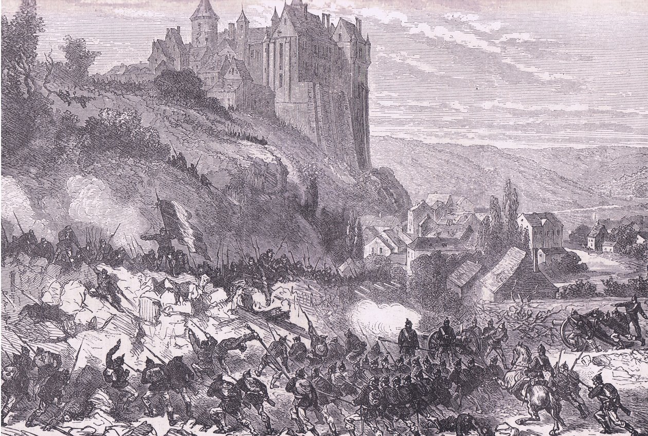 Defence of Chateaudun, Cassells, Ranskan ja Saksan välisen sodan historia, julkaissut Cassell and Company Limited, n. 1890 (litho) tekijältä German School