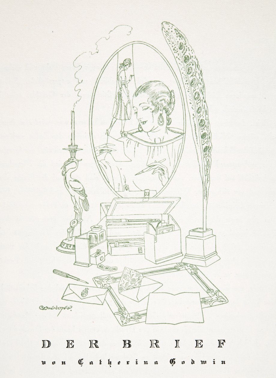 Der Brief kirjoittanut Catherina Godwin, Styl, pub.1922 (pochoir print) tekijältä German School