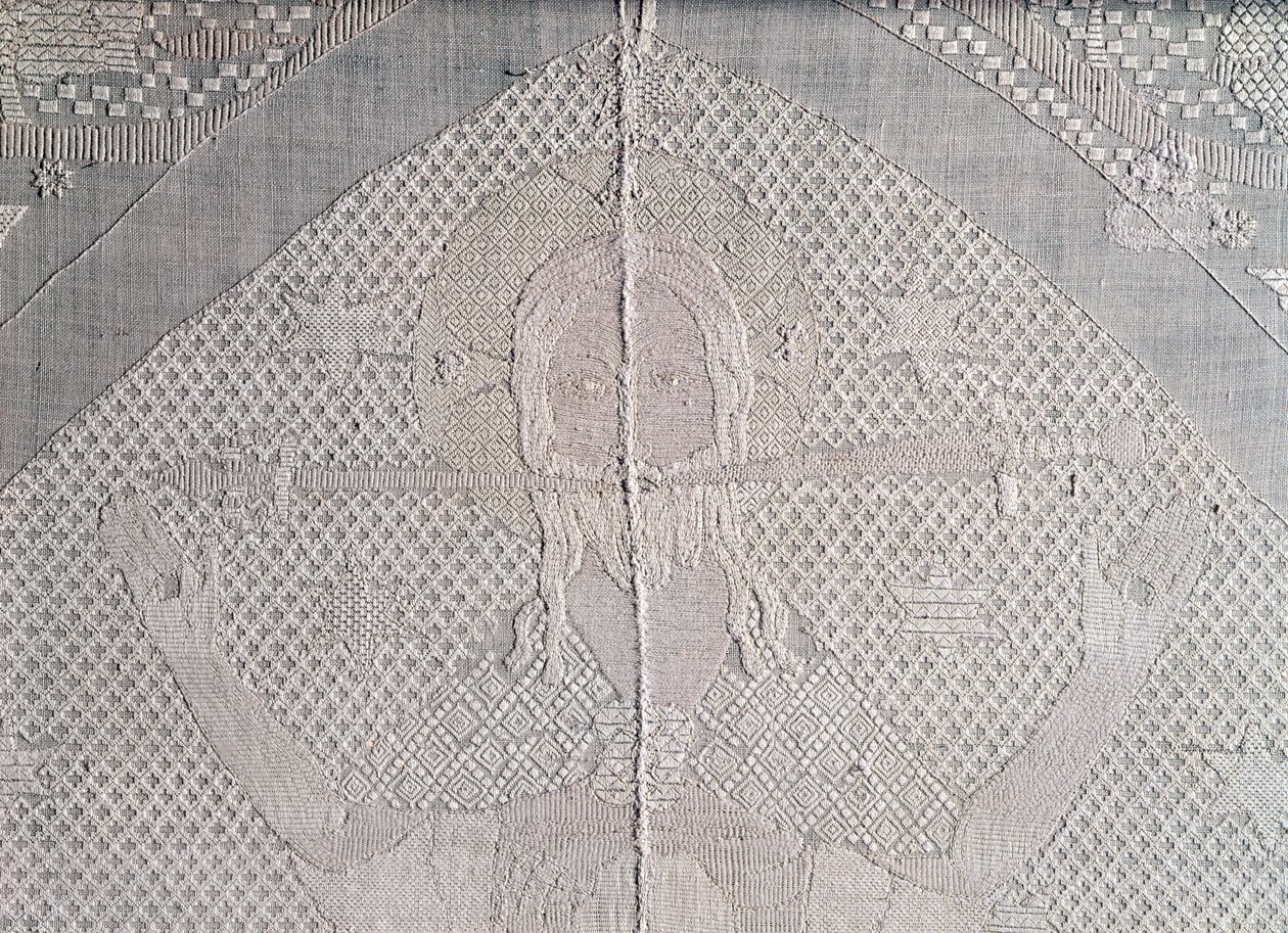 Yksityiskohta alttarikankaasta, jossa on Kristus of the Apocalypse, 1300-luvun toinen puoli (pellava) tekijältä German School