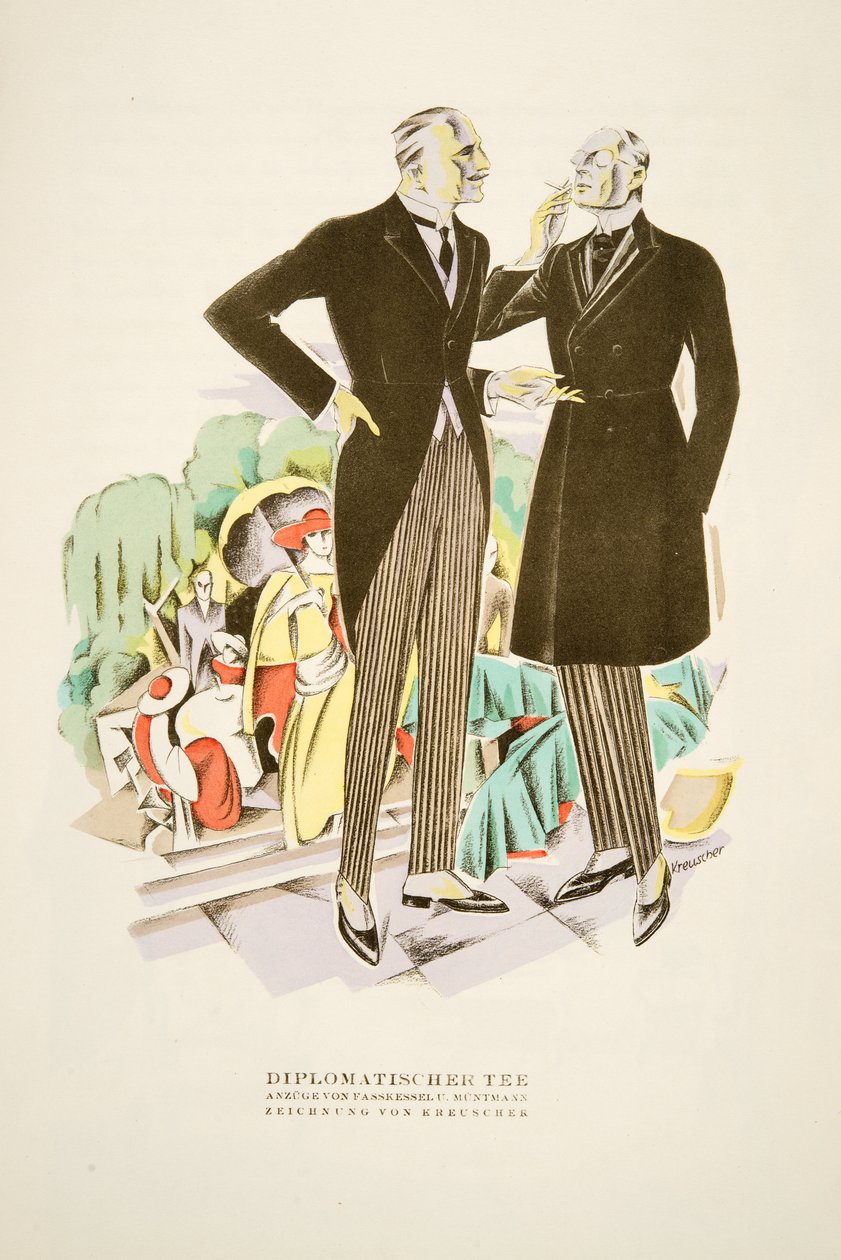 Diplomatischer Tee, puvut Fasskessel U. Muntmann, Styl, pub.1922 (pochoir print) tekijältä German School