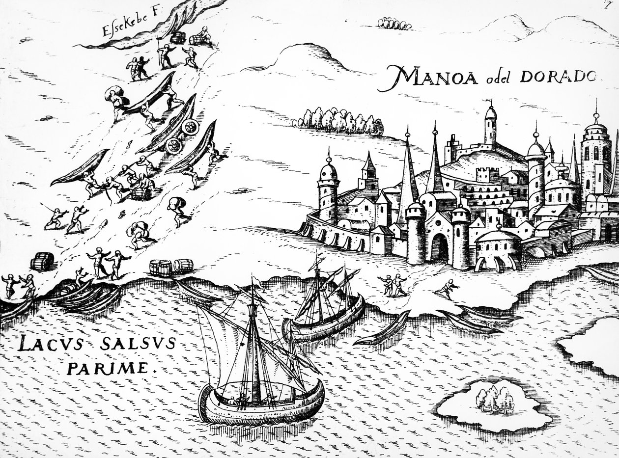Eldorado, kuvitus Regni Guianaesta, G. Raleigh, 1594-96 tekijältä German School