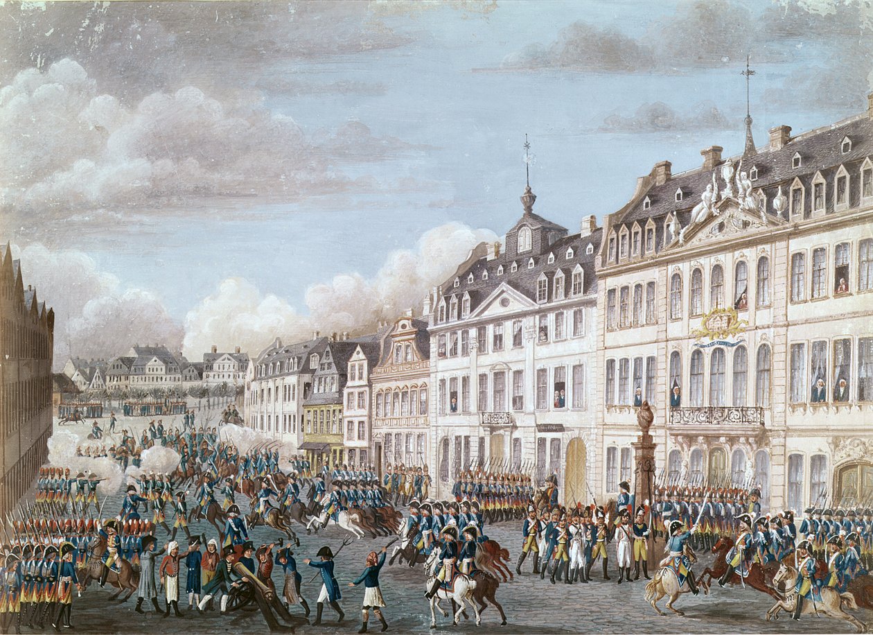 Preussin ja Hessenin yhdistyneiden joukkojen saapuminen Frankfurtiin 2. joulukuuta 1792 (guassi) tekijältä German School