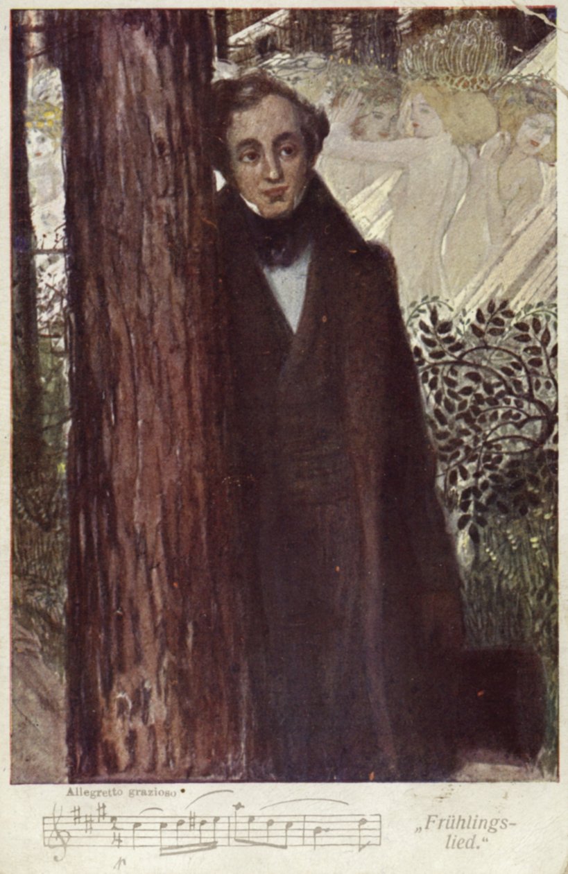 Felix Mendelssohn, saksalainen säveltäjä (värilitografia) tekijältä German School