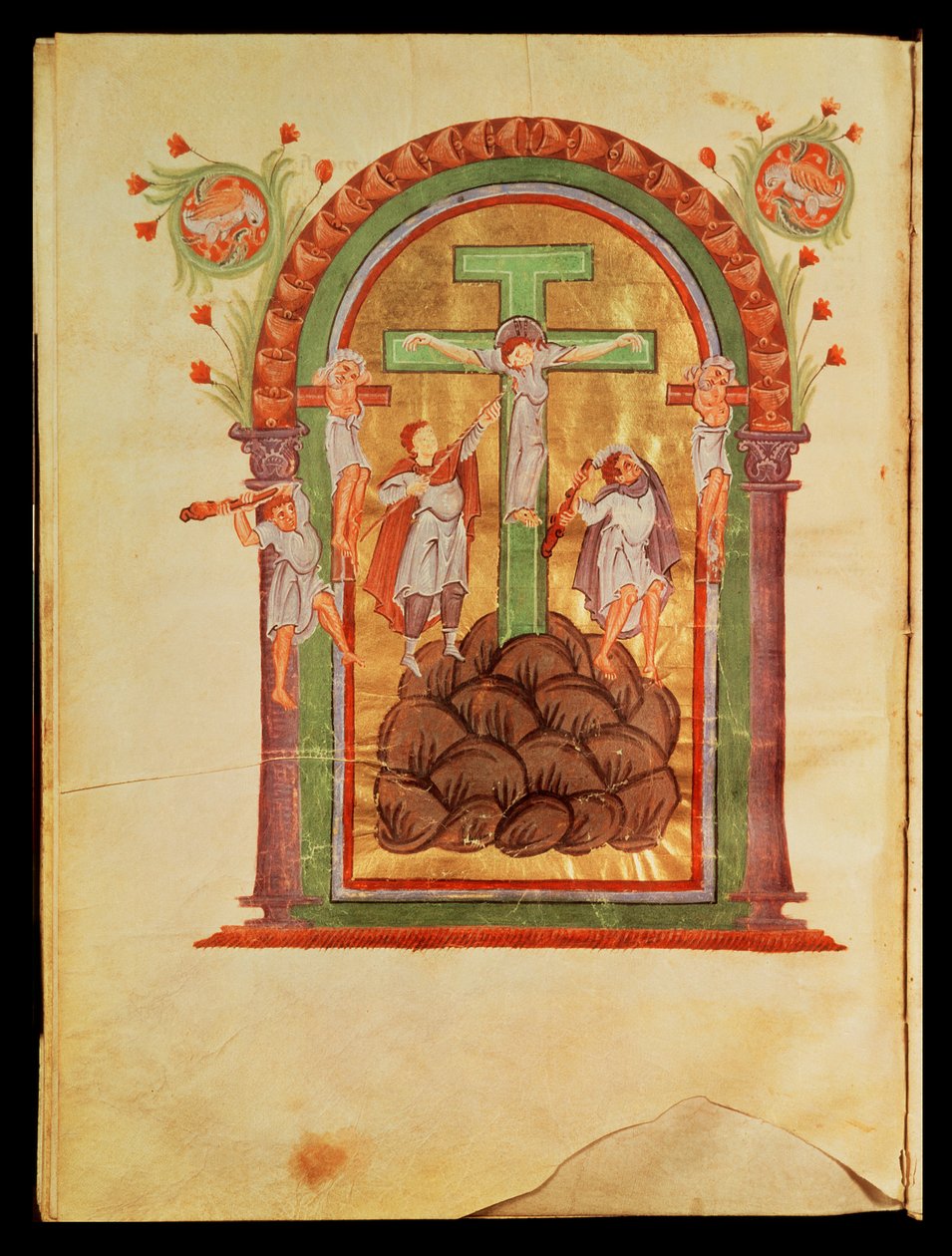 Fol.223v Ristiinnaulitseminen, Otto III:n evankeliumeista, n. 996 tekijältä German School