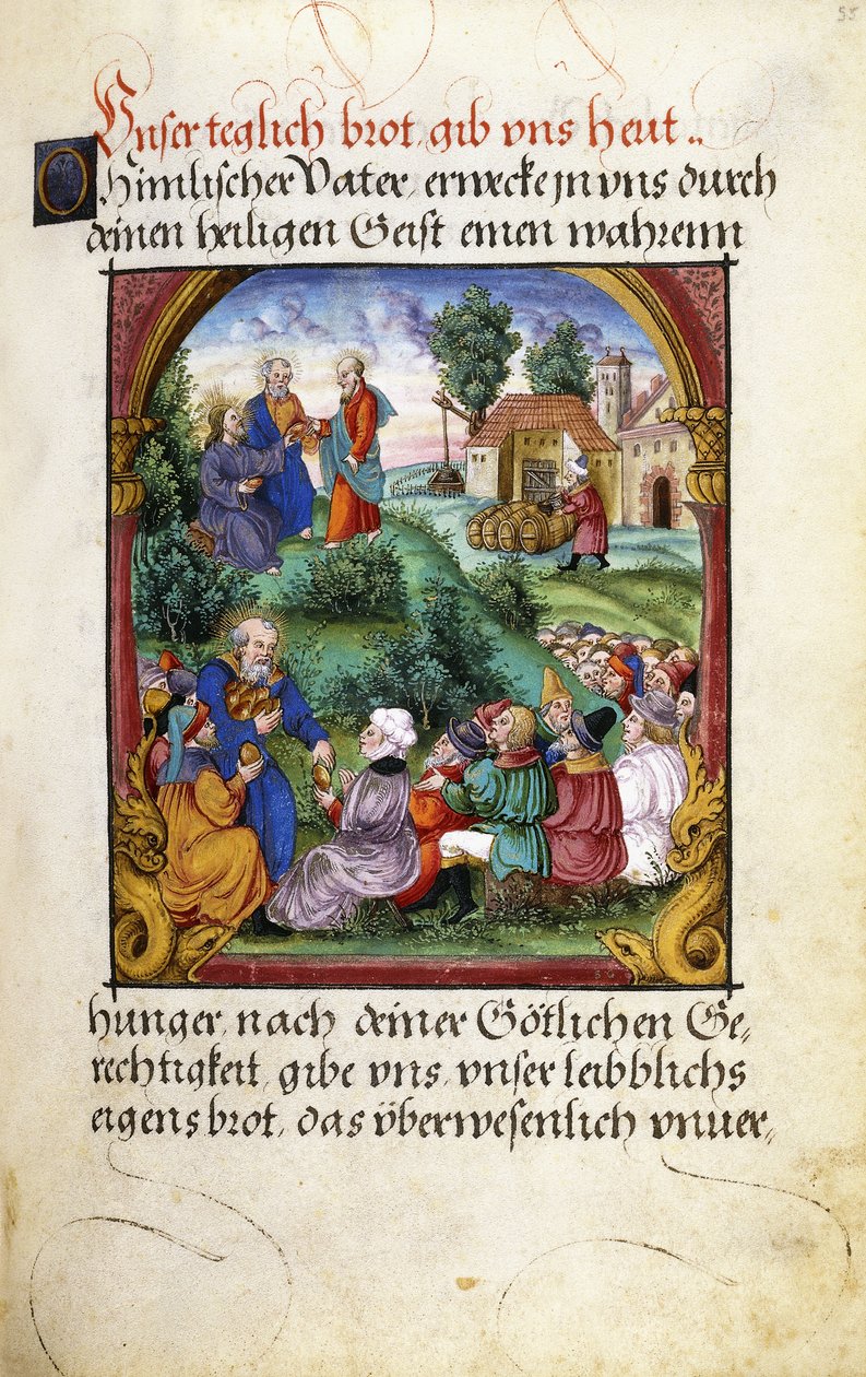Folio 55: Viidentuhannen ruokinta, 1551 tekijältä German School