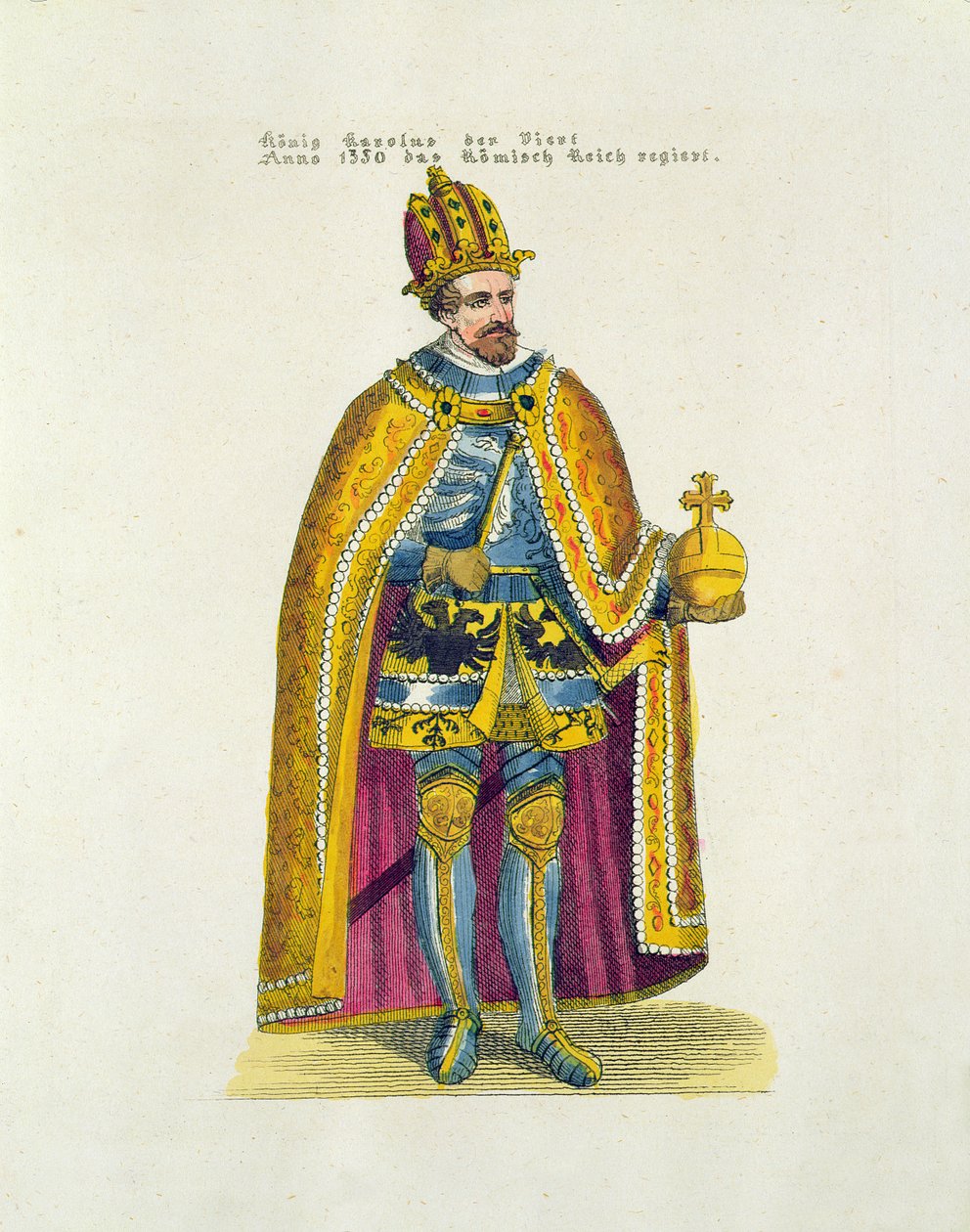 Pyhän Rooman keisari Kaarle IV (1316-78) perusti saksalaisen yliopiston Prahassa vuonna 1348, 1900-luvun alun postikortti tekijältä German School