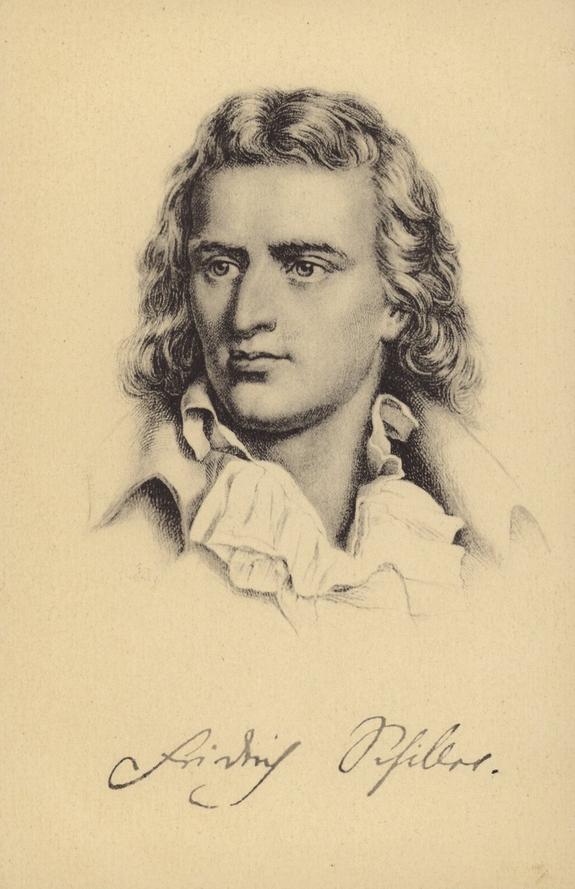Friedrich von Schiller (1759-1805), saksalainen runoilija, filosofi, historioitsija ja näytelmäkirjailija (litografia). tekijältä German School