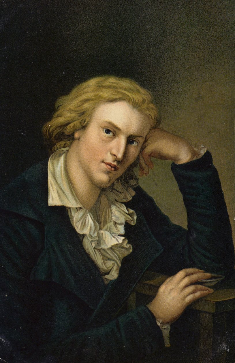 Friedrich von Schiller (1759-1805), saksalainen runoilija, filosofi, historioitsija ja näytelmäkirjailija (kromoliitti) tekijältä German School