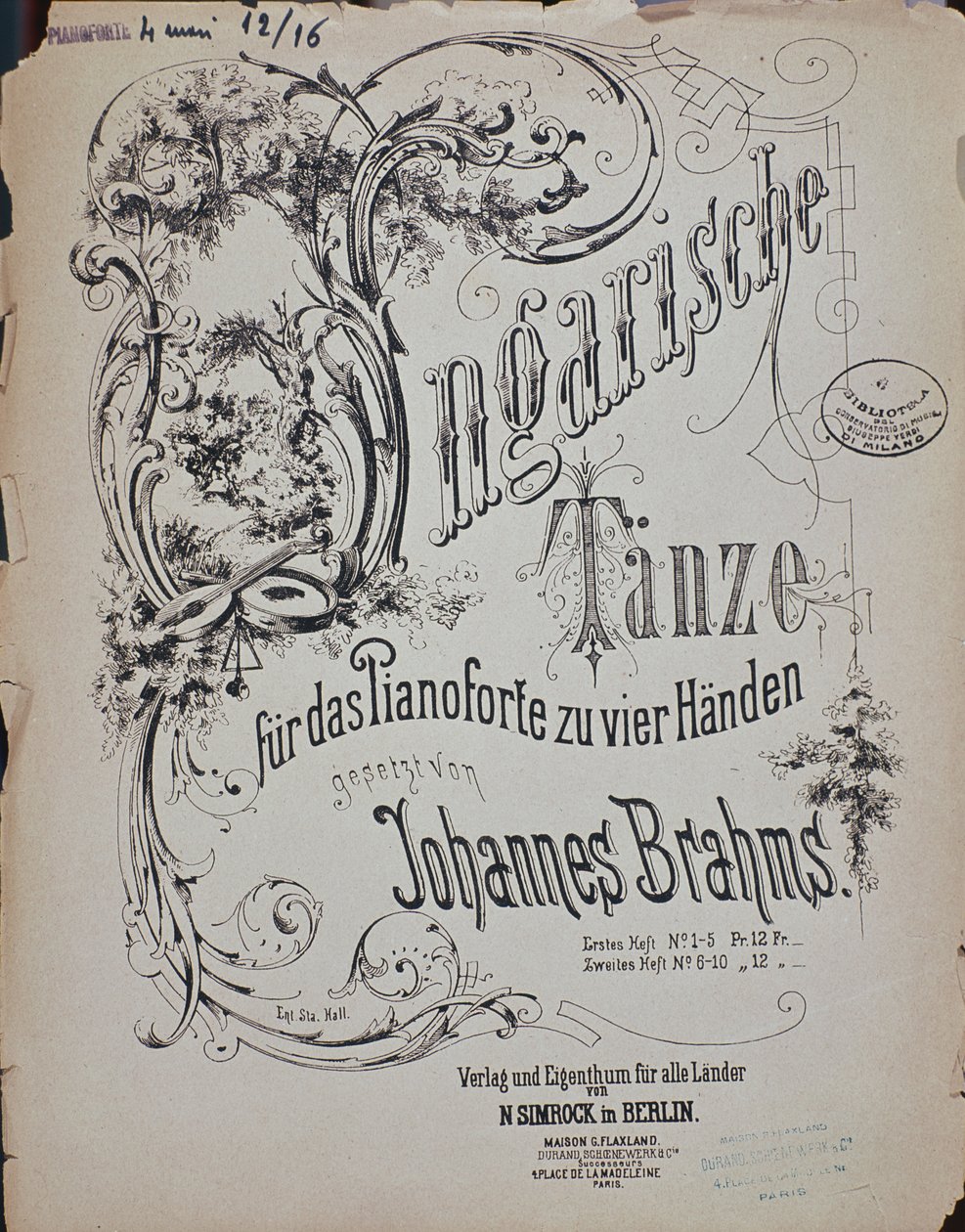 Johannes Brahmsin (1833-1897) unkarilaisten tanssien etukappale (Unkarilainen tanssi) tekijältä German School