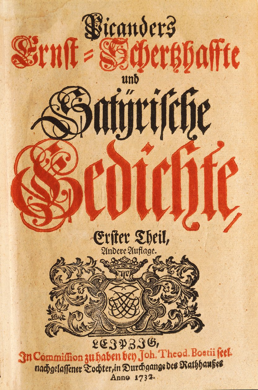 Picanderin "Satiiristen runojen" etuosa (Christian Friedrich Heinrici) tekijältä German School