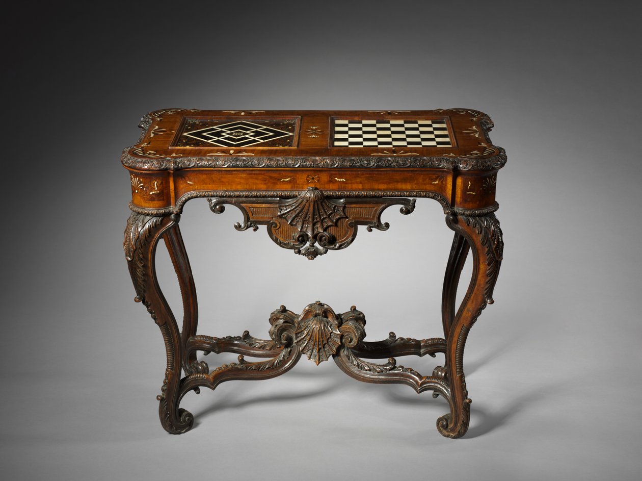 Pelipöytä, Mainz, n. 1735 (puu- ja norsunluumarquetry) tekijältä German School