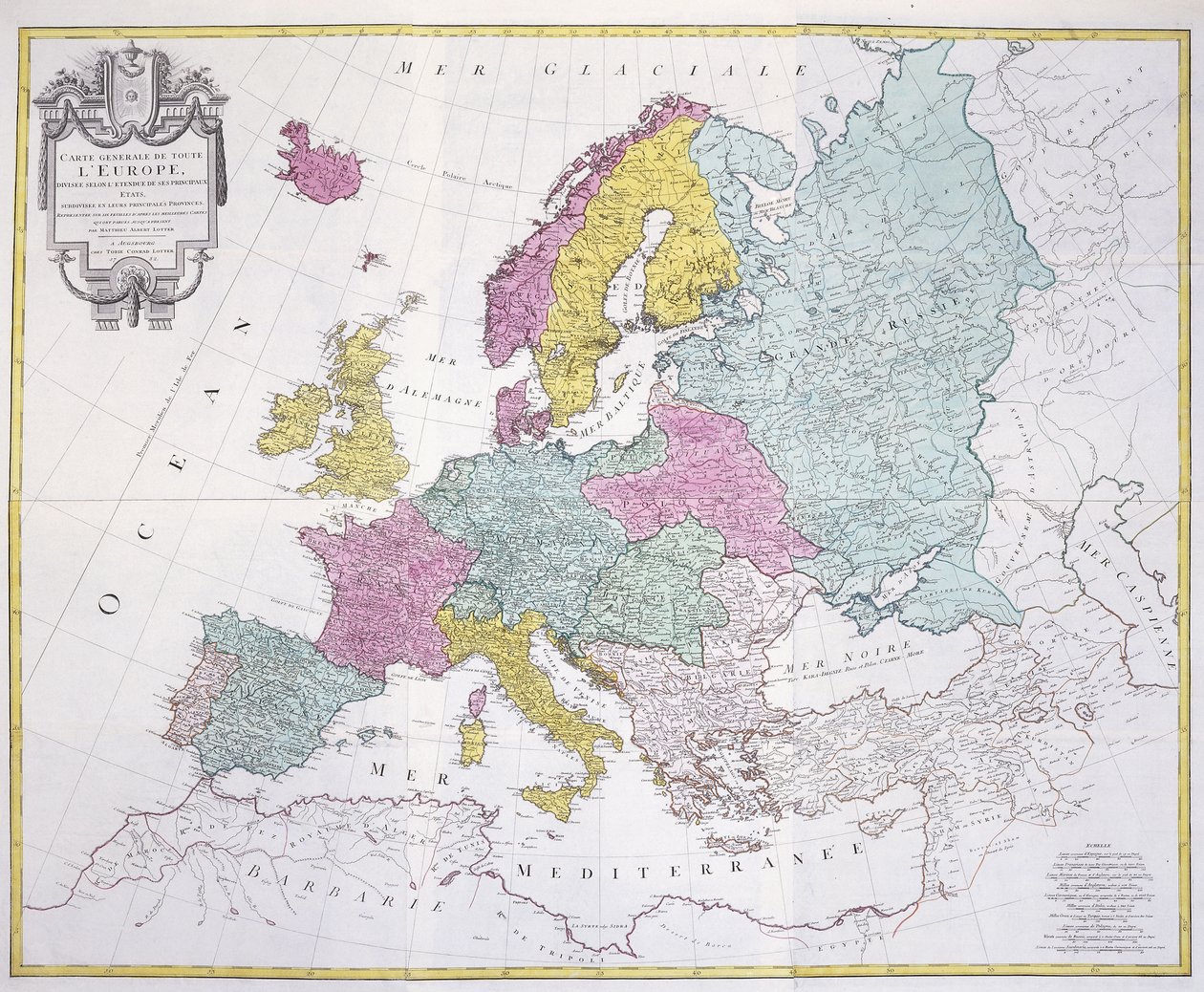 Yleinen kartta koko Euroopasta, jaettuna sen päämaihin, 1782 tekijältä German School