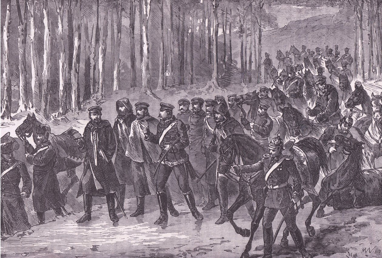 Saksalainen ratsuväki matkalla Pariisiin, Cassells, Ranskan ja Saksan välisen sodan historia, julkaisija Cassell and Company Limited, n. 1890 (litho) tekijältä German School