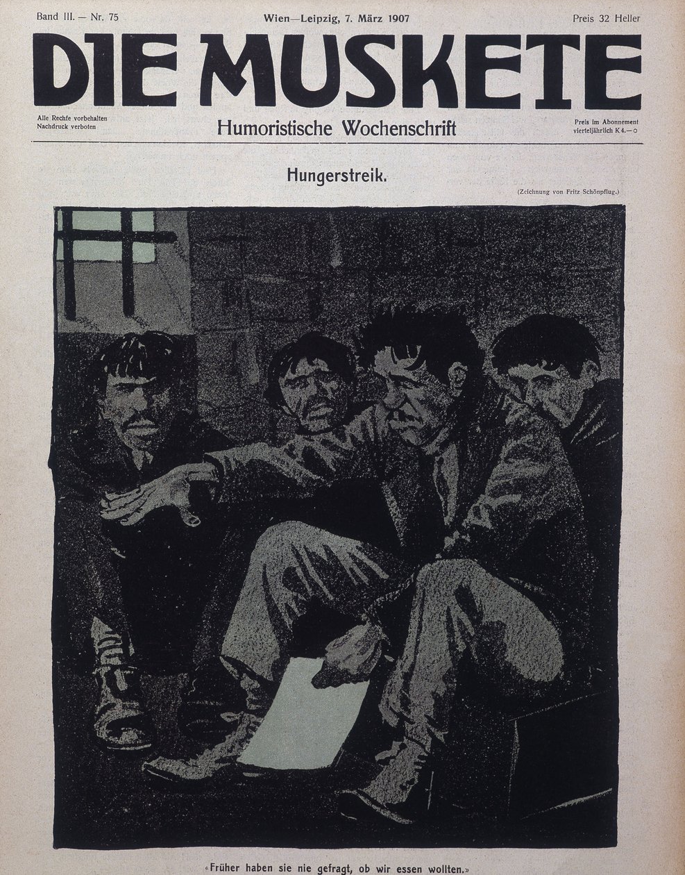 Saksalainen komedialehti Die Muskete julkaistiin vuonna 1907. tekijältä German School