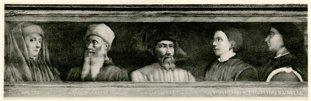 Giotto di Bondone (1267 - 1337), Paolo Uccello (1397 - 1475), Donatello (1386 - 1466), Antonio Manetti (1402 - 1460), Filippo di der Brunellesco (1377 - 1466) tekijältä German School