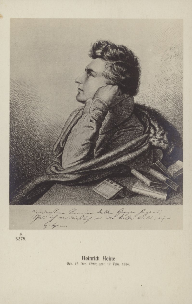 Heinrich Heine (1797-1856), saksalainen runoilija (litografia). tekijältä German School