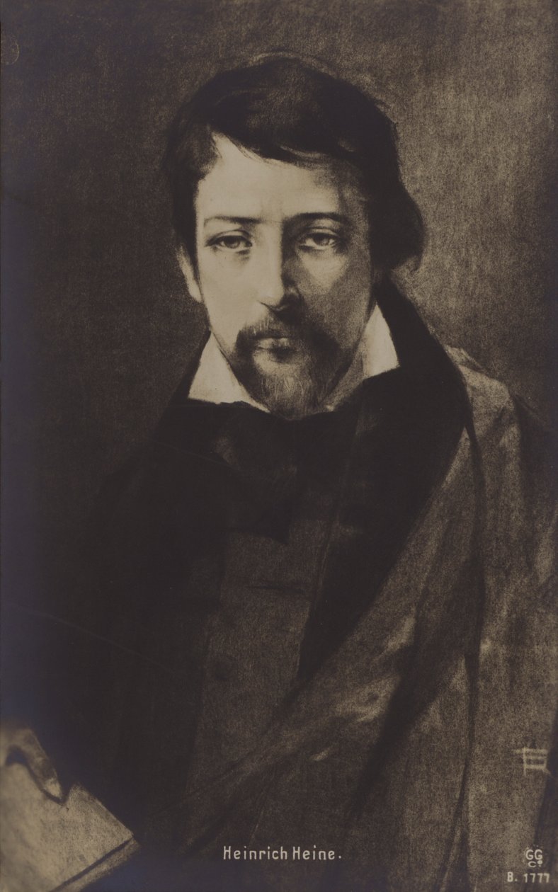 Heinrich Heine, saksalainen runoilija. (litografia) tekijältä German School