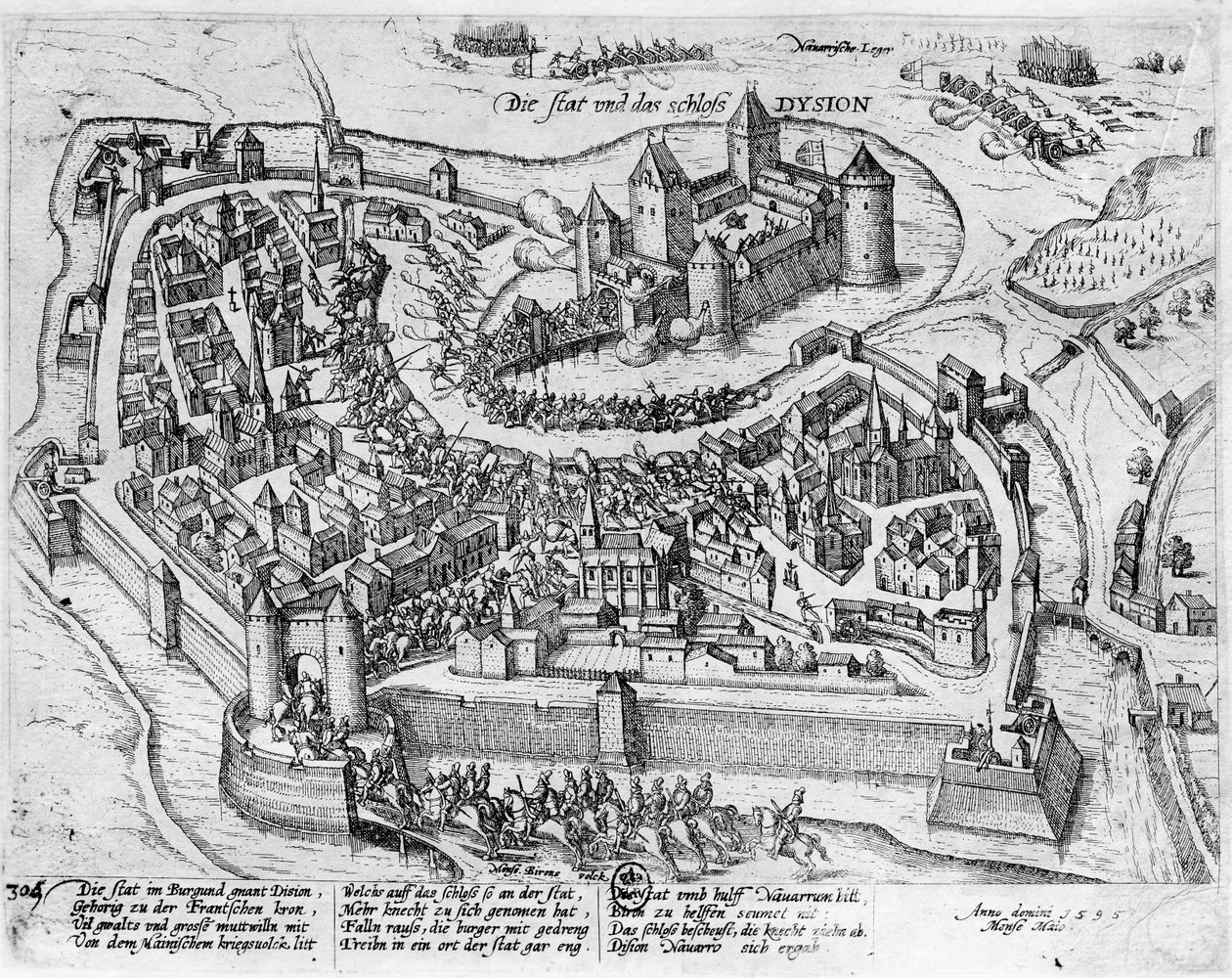 Henri IV (1553-1610) saapui Dijoniin voiton jälkeen Fontaine-Francaisessa espanjasta, 5. kesäkuuta 1595 tekijältä German School