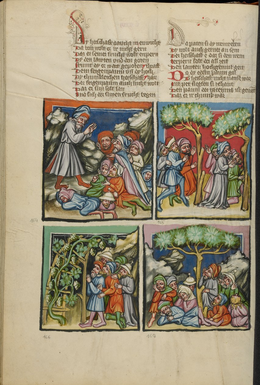 Valot Weltchronik Ms 33 fol. 135v, n. 1400-10 (tempera, kulta- ja hopeamaali, muste pergamentille) tekijältä German School