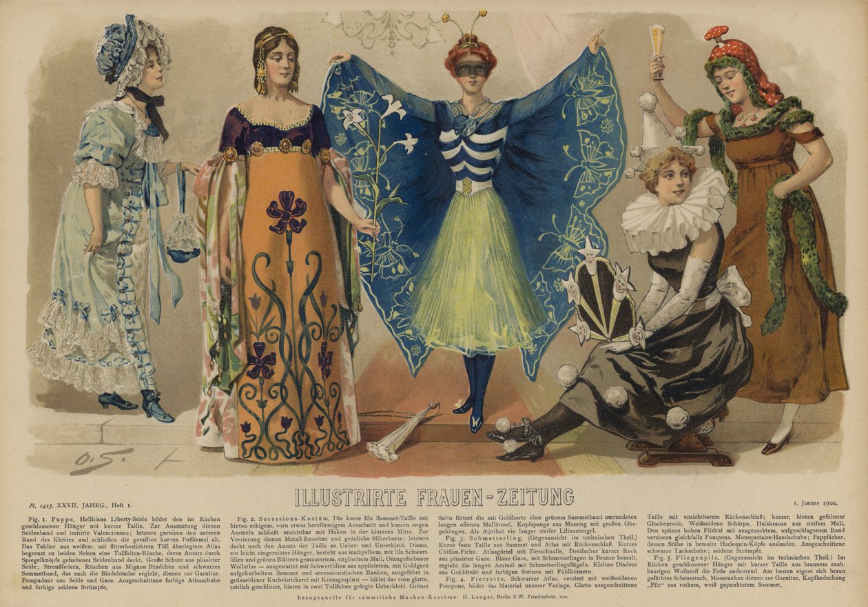 Kuvitus Illustrirte Frauen-Zeitung -lehteen (värilitografia) tekijältä German School