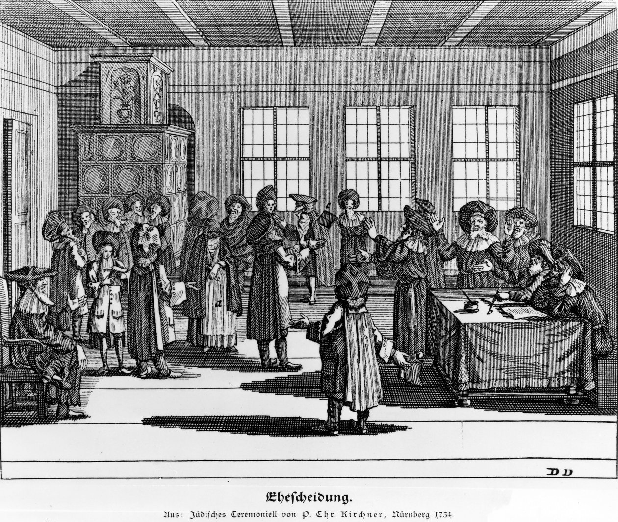 Kuvitus juutalaisten seremoniasta tai Paul Christian Kirchnerin kuvaus näistä käyttötavoista, 1724 tekijältä German School