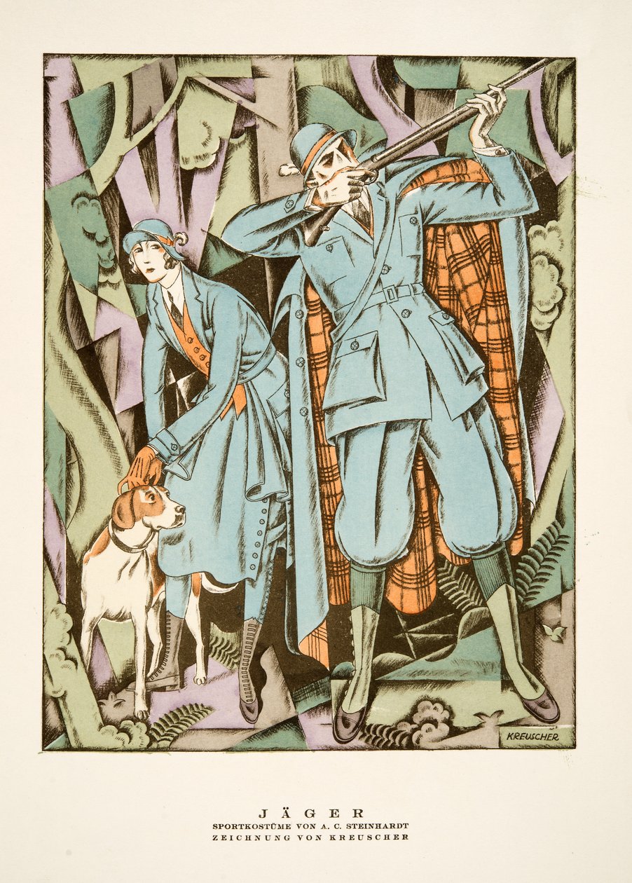 Jäger, A C Steinhardtin urheiluasut, Styl, pub.1922 (pochoir print) tekijältä German School