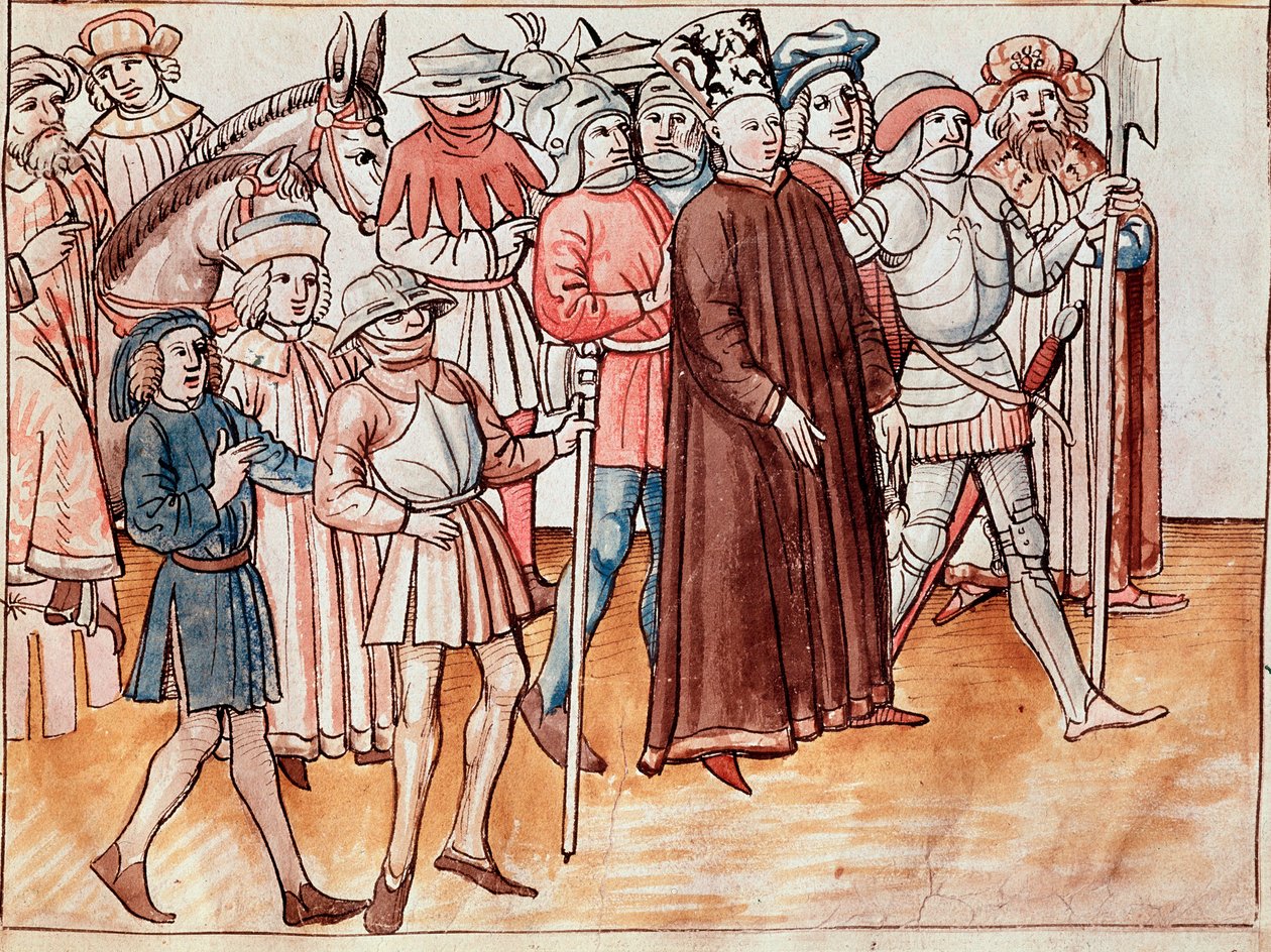 Jan Hus vangitaan ja tuomitaan paaluun (Miniature tekijältä German School