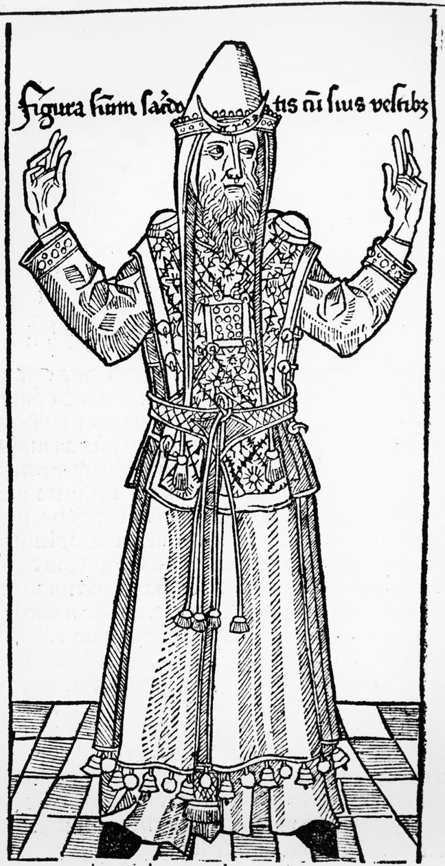 Juutalainen ylipappi, Hartmann Schedelin Liber Chronicarum -julkaisusta, julkaistu Nürnbergissä, 1493 tekijältä German School