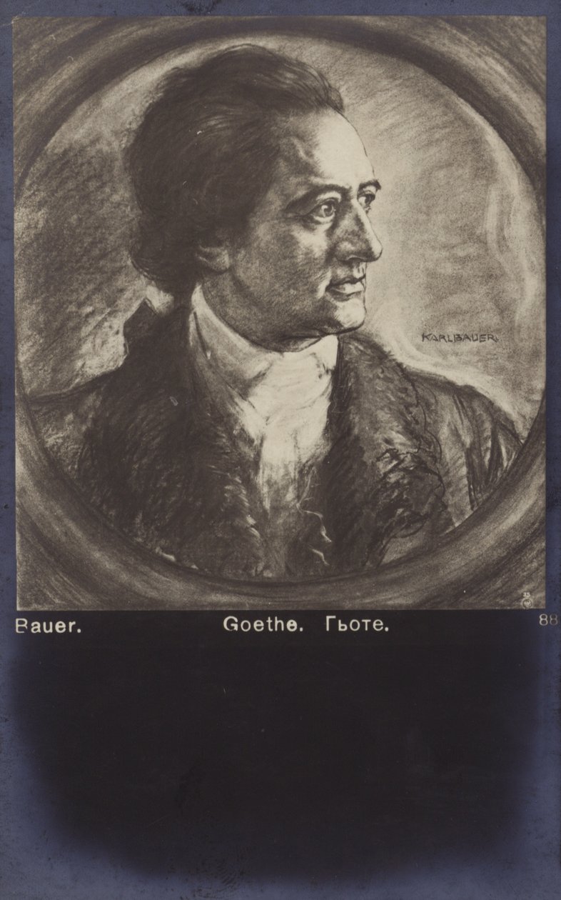 Johann Wolfgang von Goethe (1749-1832), saksalainen runoilija, romaanikirjailija ja näytelmäkirjailija (litografia). tekijältä German School