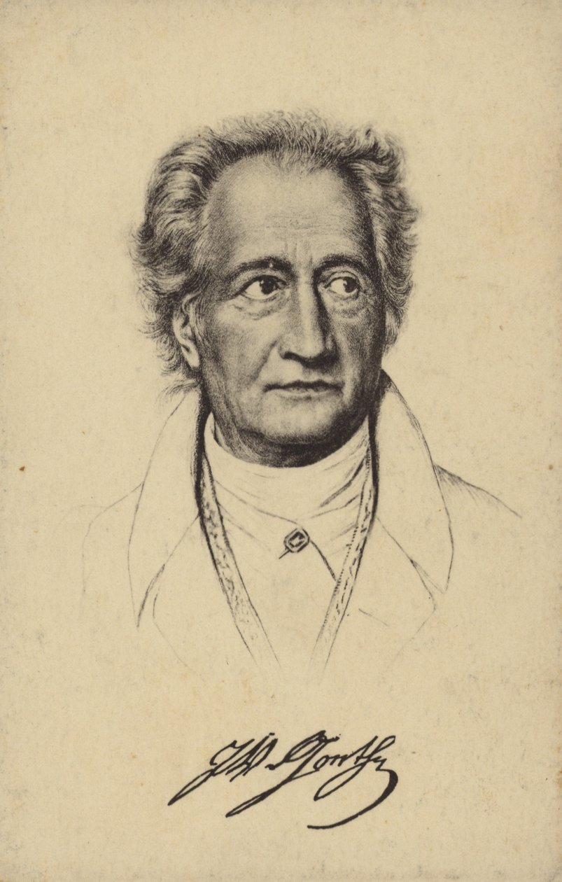 Johann Wolfgang von Goethe (1749-1832), saksalainen runoilija, romaanikirjailija ja näytelmäkirjailija (litografia). tekijältä German School