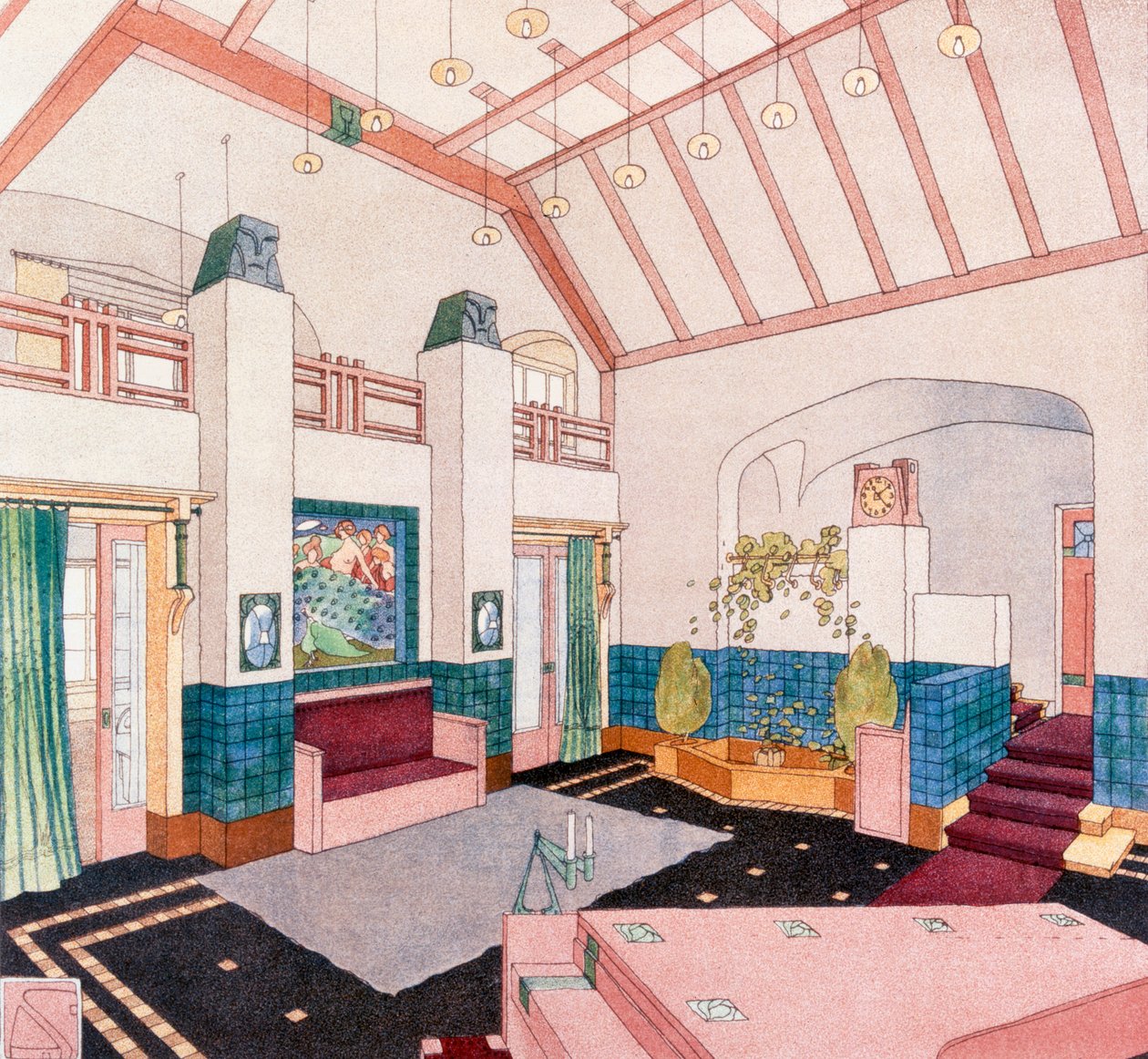 Jugendstil tai varhaismodernistinen olohuone tekijältä German School