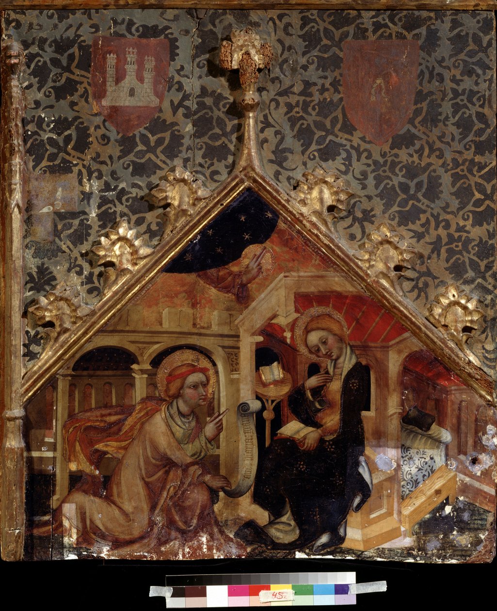 ""The Annunciation"" (The Annunciation) Maalaus puulle 1400-luvun saksalaisen koulukunnan Pushkin-museosta Moskovassa tekijältä German School