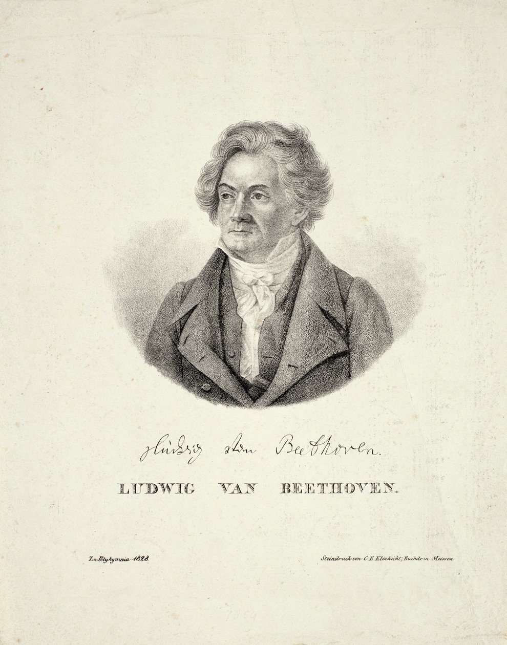 Ludwig van Beethoven (1770-1827), kaiverrus C.F. Klinkicht tekijältä German School