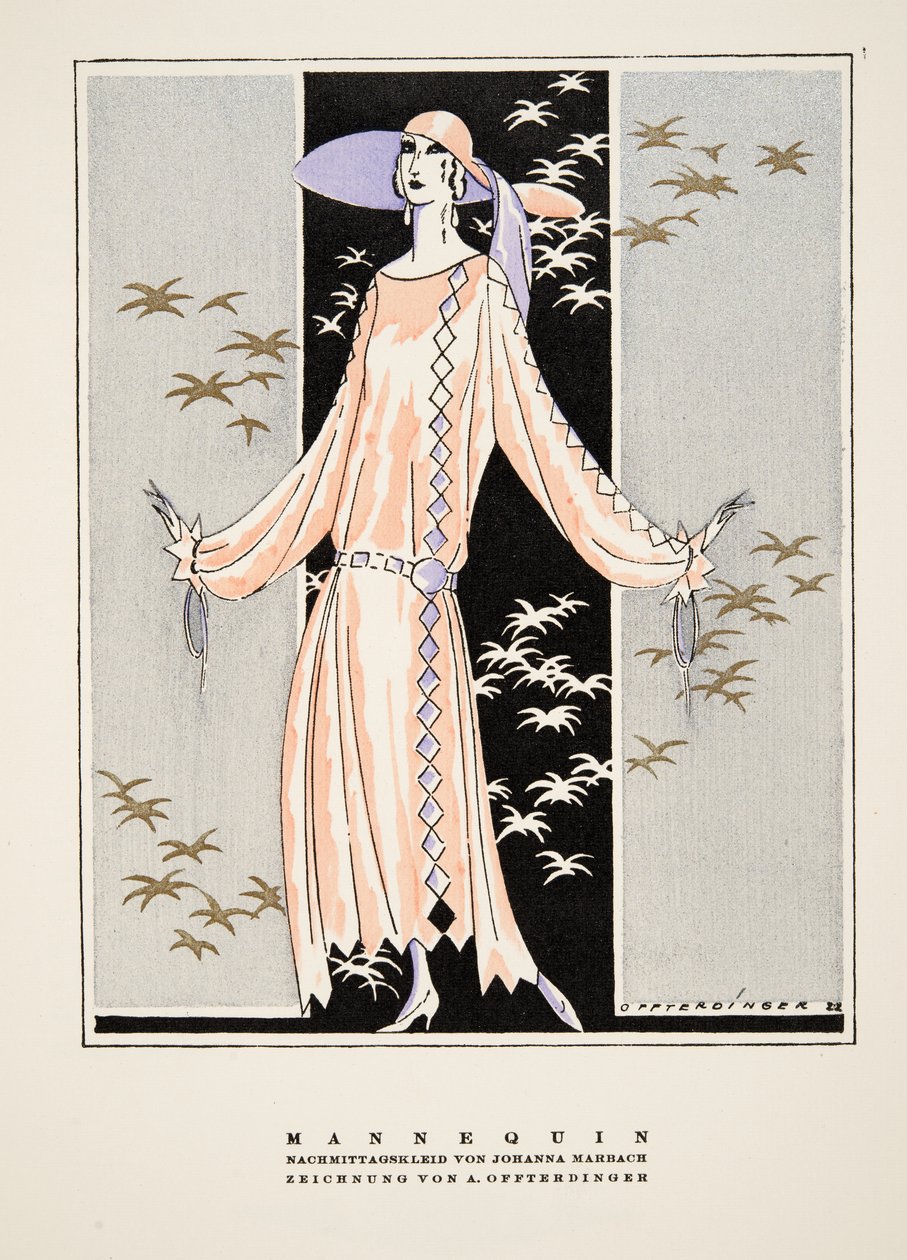 "Mannequin", Johanna Marbachin mekon mainos, julkaisusta Styl, pub.1922 (pokkaripainatus). tekijältä German School