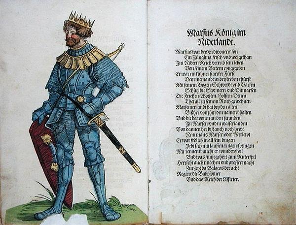 Marcus, Alankomaiden kuningas, teoksesta "Saksan kansakunnan kahdentoista ensimmäisen vanhan kuninkaan ja ruhtinaan alkuperä" tekijältä German School