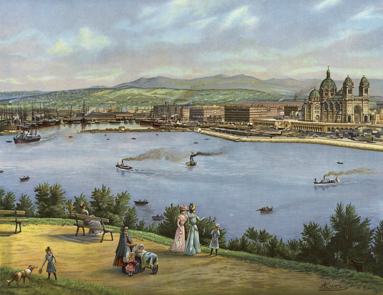 Marseille, Ranska (chromolitho) tekijältä German School
