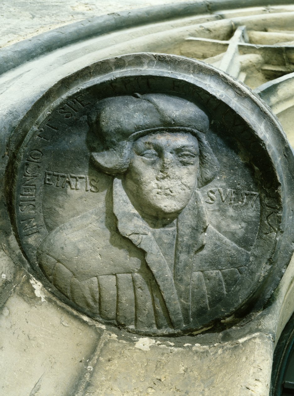 Martin Luther 57-vuotias Luthers Rosen kanssa, C16. (relief) tekijältä German School