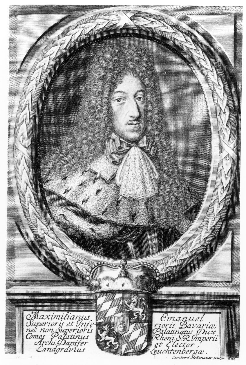 Maximilian II Emanuel (1662-1726), kaiverrus Leonard II Heckenauer (165060-n.1704) tekijältä German School