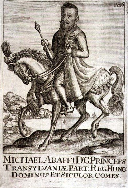 Michael Apafi (1632-90) Transilvanian prinssi, kuvitus kirjasta ottomaanien sotatoimista Euroopassa, kaiverrettu Paul Furst (n.1605-66) tekijältä German School