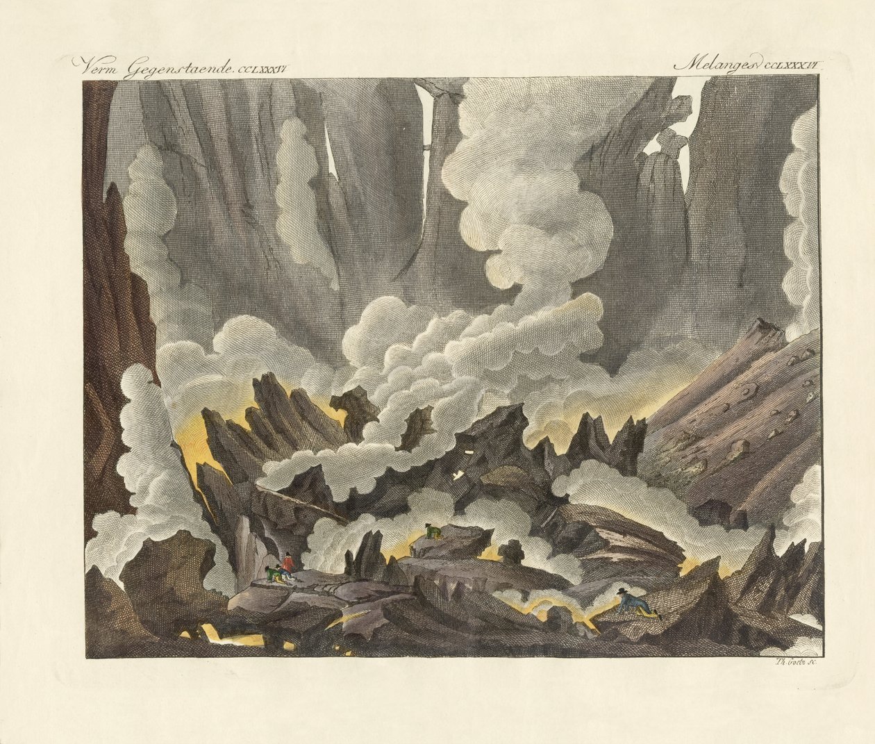 Sisilian Etna (värillinen kaiverrus) tekijältä German School